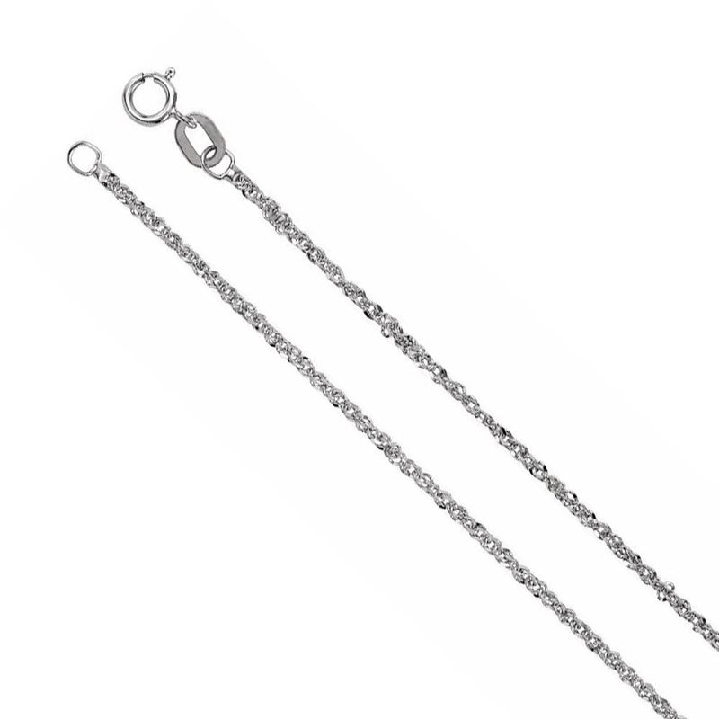 1.25mm 14k White Gold D/C Solid Singapore Chain Necklace, 20 Inch